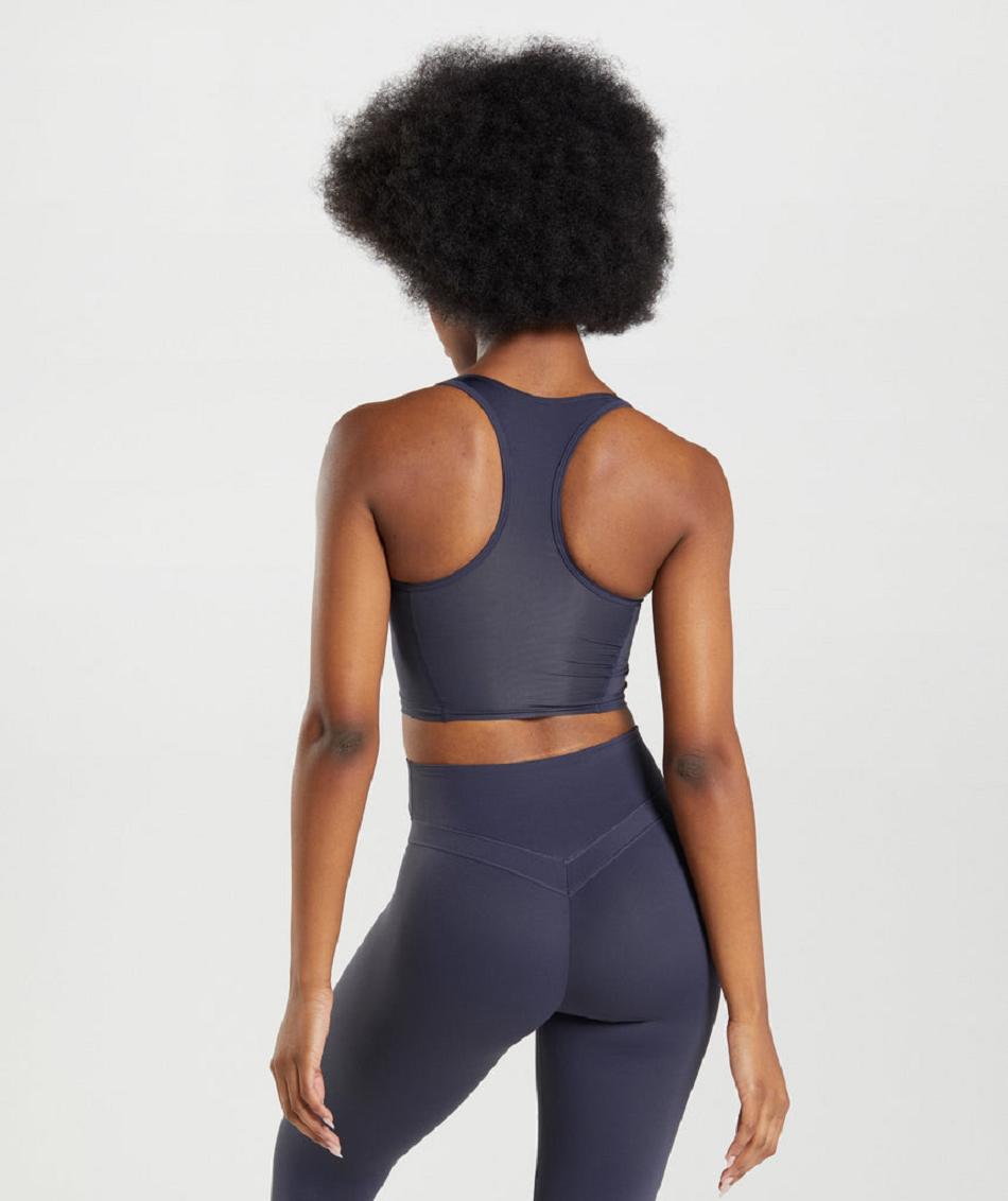 Podkoszulki Damskie Gymshark Whitney Crop Indygo Granatowe | PL 3094SGL